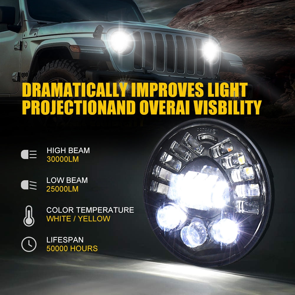 Led DRL Halo Headlight Aluminum 7-inch Matrix Gradient Color For - Premium Car LED Lights from Rapidvehicles - Just $68.99! Shop now at Rapidvehicles