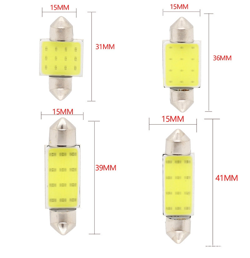 Car  Led  Reading  Light Double-pointed Cob Roof Light License Plate Light Carriage Light 31mm/36mm/39mm/41mm White light_41mm - Premium Car LED Lights from Rapidvehicles - Just $9.30! Shop now at Rapidvehicles