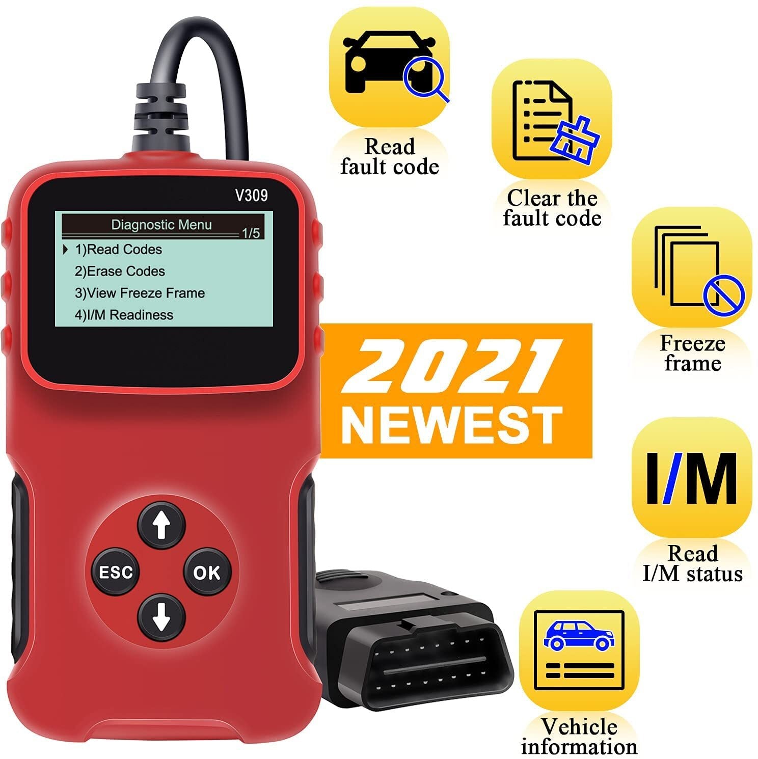 V309 Car  Fault  Detector Elm327 Obd2 Car Diagnostic Tool Code Reading Card Red black - Premium OBD & Diagnostic Tools from Rapidvehicles - Just $35.99! Shop now at Rapidvehicles