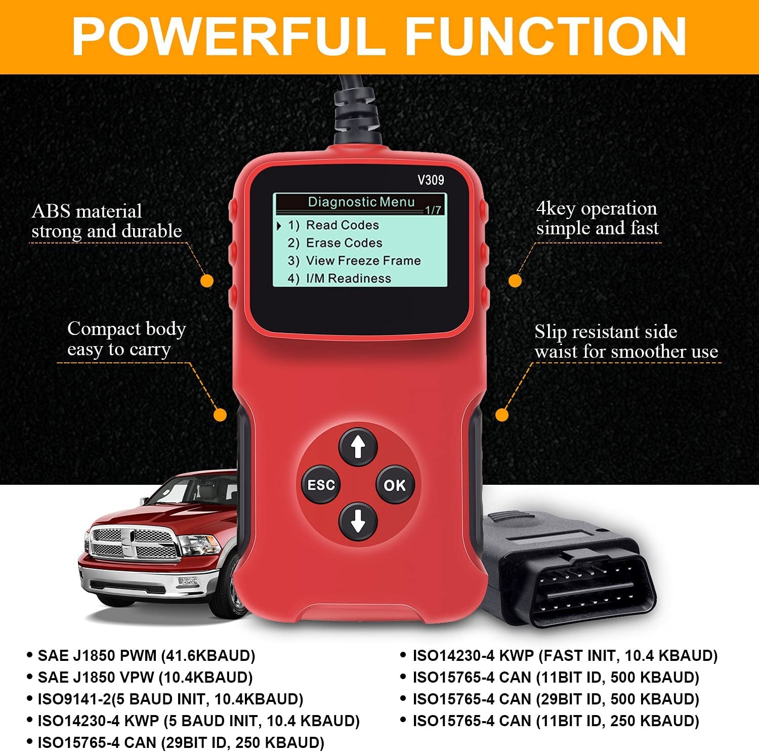 V309 Car  Fault  Detector Elm327 Obd2 Car Diagnostic Tool Code Reading Card Red black - Premium OBD & Diagnostic Tools from Rapidvehicles - Just $35.99! Shop now at Rapidvehicles