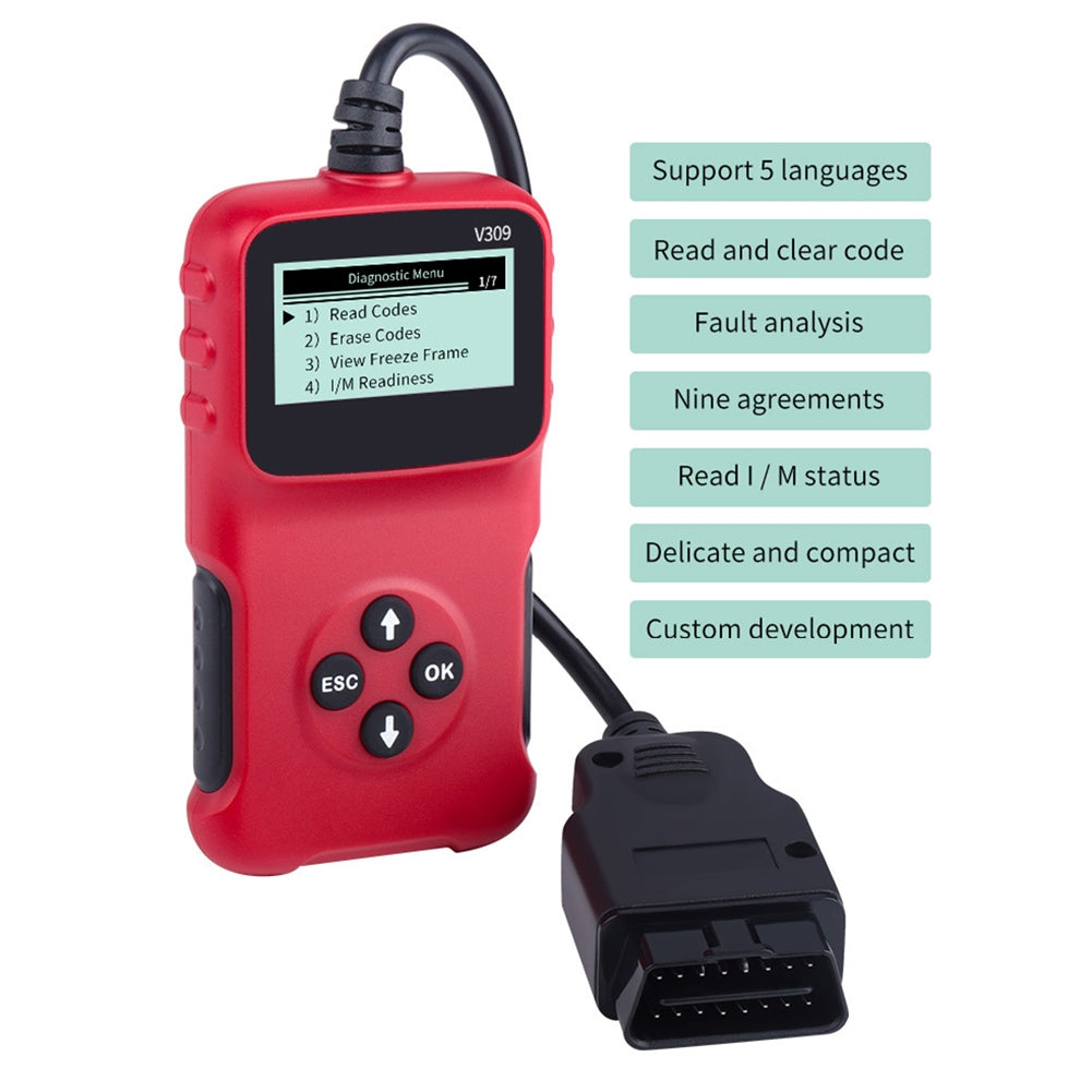 V309 Car  Fault  Detector Elm327 Obd2 Car Diagnostic Tool Code Reading Card Red black - Premium OBD & Diagnostic Tools from Rapidvehicles - Just $35.99! Shop now at Rapidvehicles