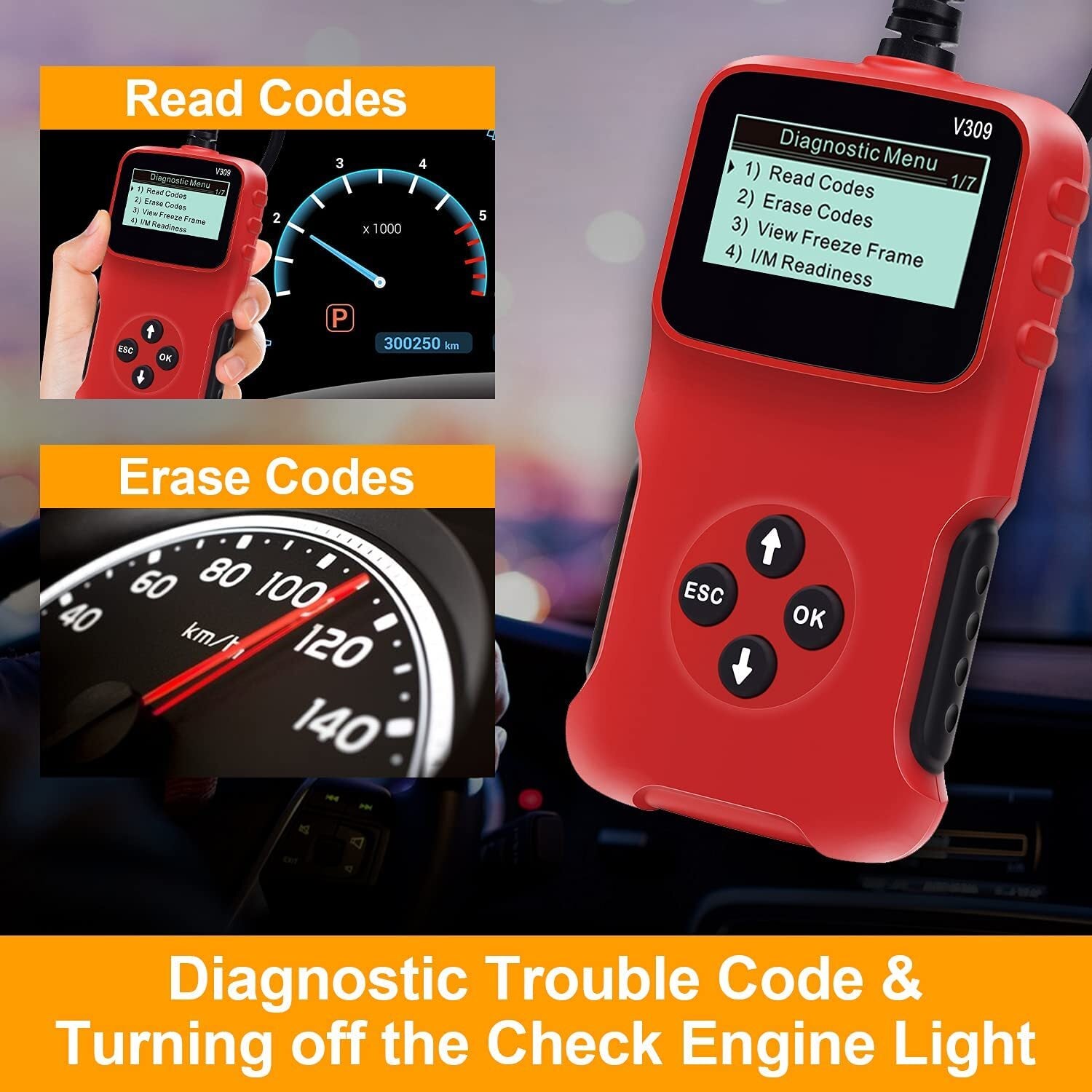 V309 Car  Fault  Detector Elm327 Obd2 Car Diagnostic Tool Code Reading Card Red black - Premium OBD & Diagnostic Tools from Rapidvehicles - Just $35.99! Shop now at Rapidvehicles