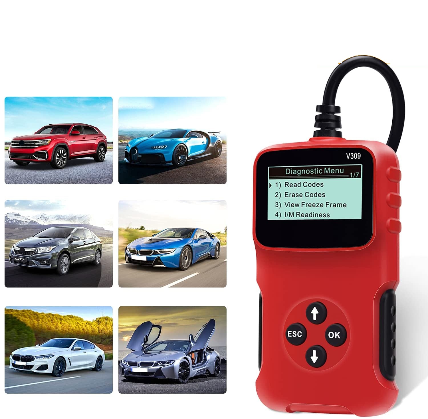 V309 Car  Fault  Detector Elm327 Obd2 Car Diagnostic Tool Code Reading Card Red black - Premium OBD & Diagnostic Tools from Rapidvehicles - Just $35.99! Shop now at Rapidvehicles