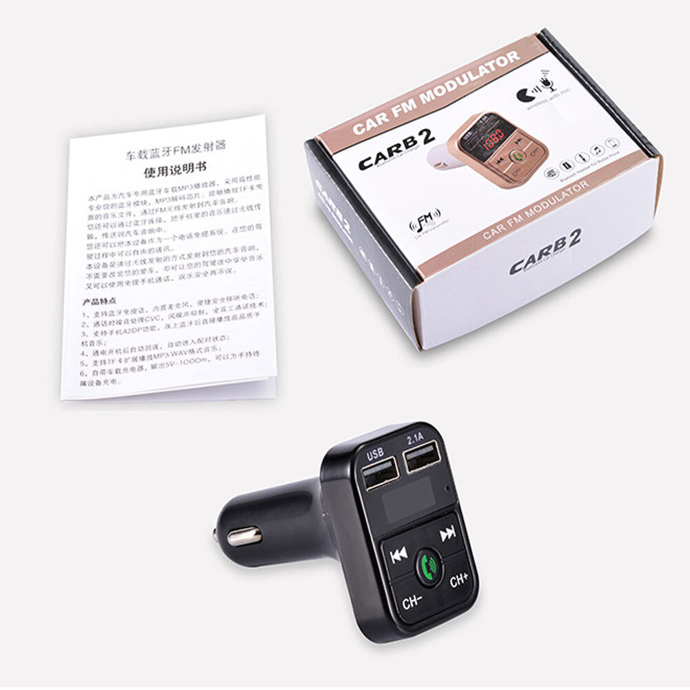 Car  Integrated  Mp3  Player Card Car B2 Bluetooth-compatible Hands-free Fm Transmitter Black - Premium Car Chargers from Rapidvehicles - Just $18.99! Shop now at Rapidvehicles