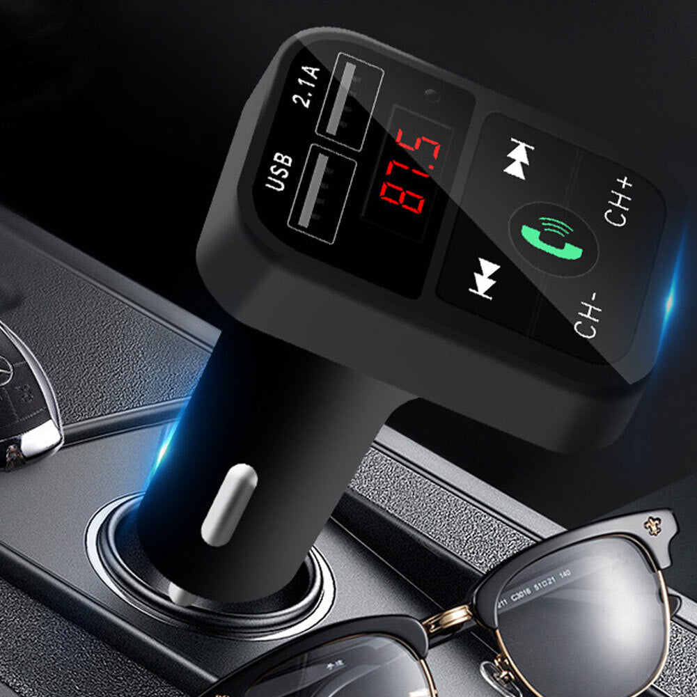 Car  Integrated  Mp3  Player Card Car B2 Bluetooth-compatible Hands-free Fm Transmitter Black - Premium Car Chargers from Rapidvehicles - Just $18.99! Shop now at Rapidvehicles