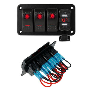 Rocker  Switch  Panel 12v-24v Dual USB + Voltage Digital Display Modification Parts For Car Boat Red light - Premium Other Car Electronics from Rapidvehicles - Just $37.99! Shop now at Rapidvehicles