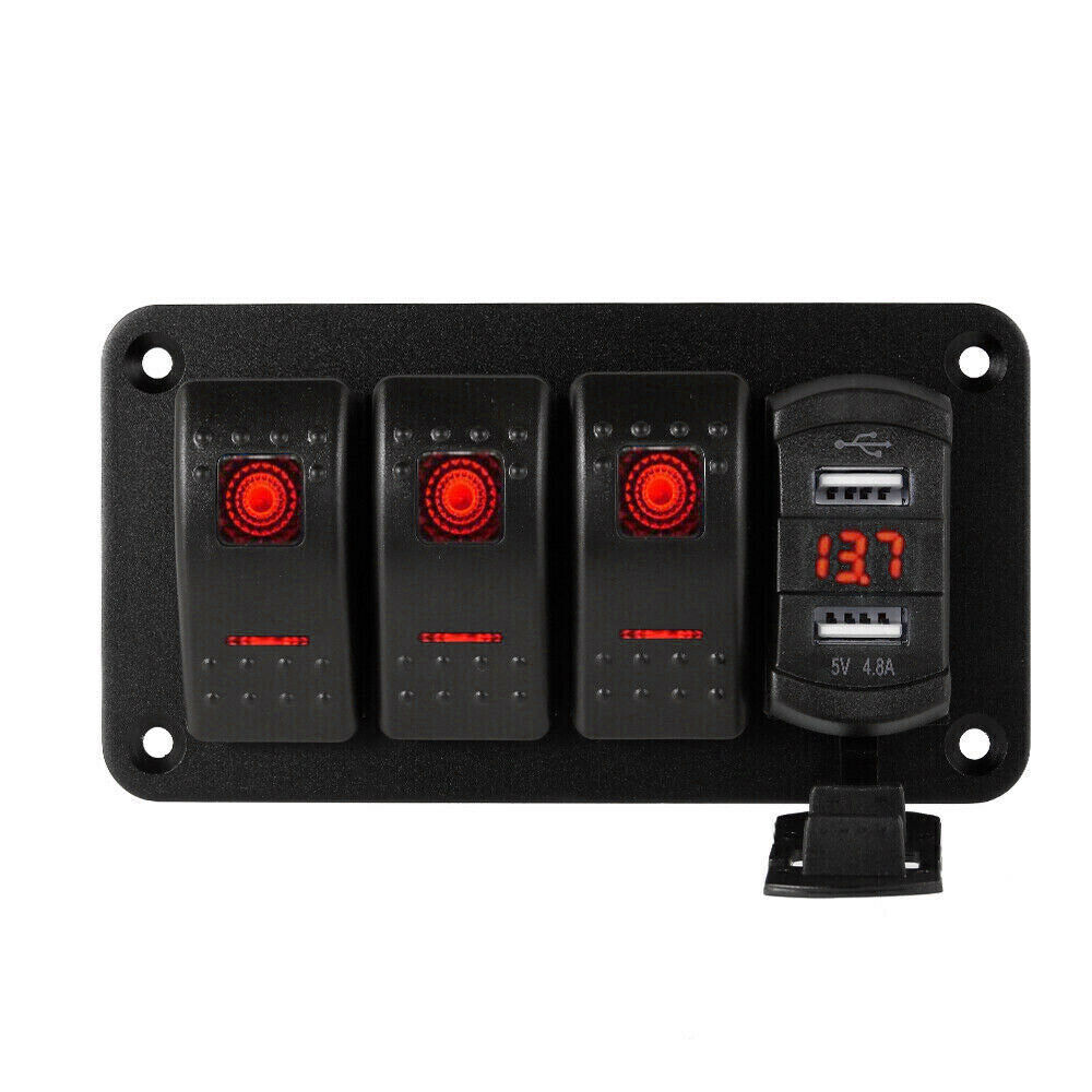 Rocker  Switch  Panel 12v-24v Dual USB + Voltage Digital Display - Premium Other Car Electronics from Rapidvehicles - Just $50.99! Shop now at Rapidvehicles