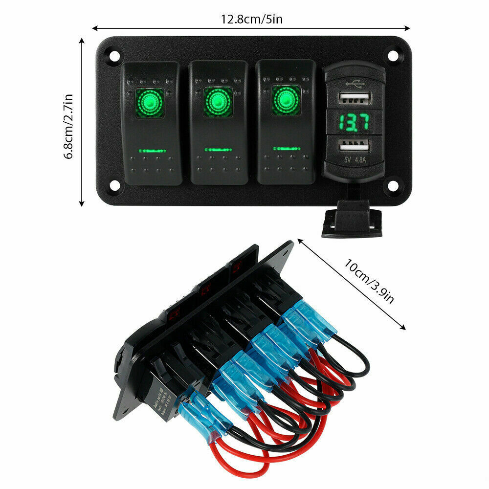 Rocker  Switch  Panel 12v-24v Dual USB + Voltage Digital Display - Premium Other Car Electronics from Rapidvehicles - Just $50.99! Shop now at Rapidvehicles