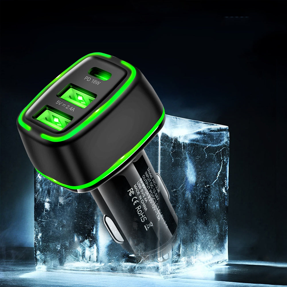 Car Qc3.0+pd 18w Fast Charging Car Charger 3 In 1 Type-c Cigarette Lighter Overcharge Overheating Car Charger Wide Applications black - Premium Car Chargers from Rapidvehicles - Just $15.99! Shop now at Rapidvehicles