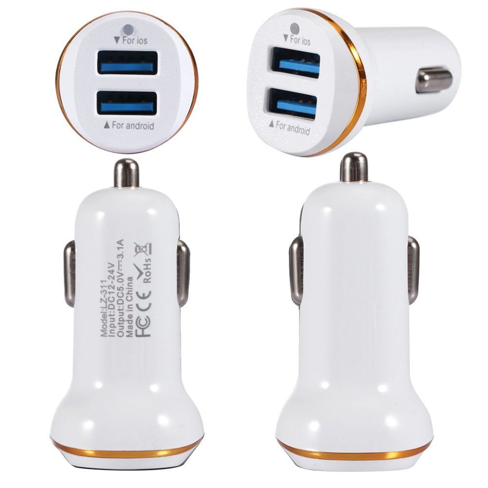 Car 3.1a Dual Usb Car Charger Led Portable Dc 12-24v Car Charger Universal Application Usb Car Charger For Mobile Phones White - Premium Car Chargers from Rapidvehicles - Just $11.99! Shop now at Rapidvehicles