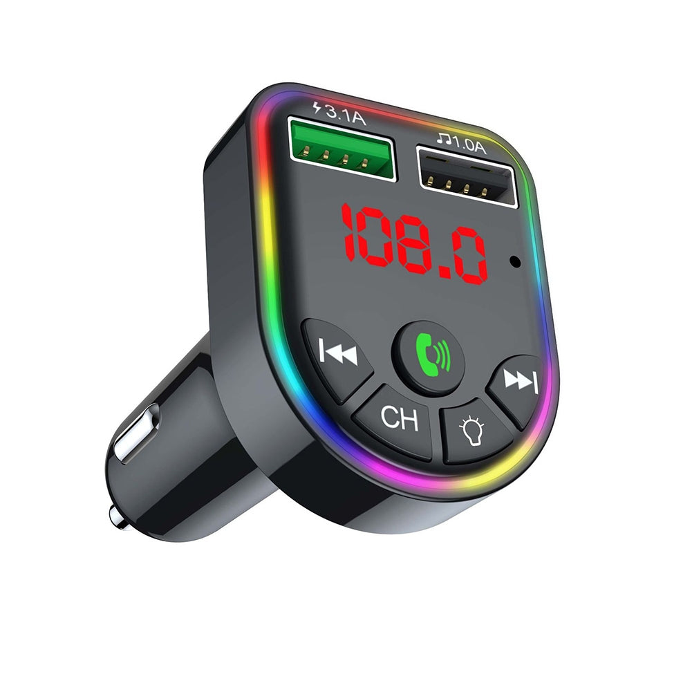 F5 Car Mp3  Player With Atmosphere Light Overload Protection Digital Led Display Automatic Memory Function Bluetooth-compatible V5.0 Receiver black - Premium Car Chargers from Rapidvehicles - Just $17.99! Shop now at Rapidvehicles