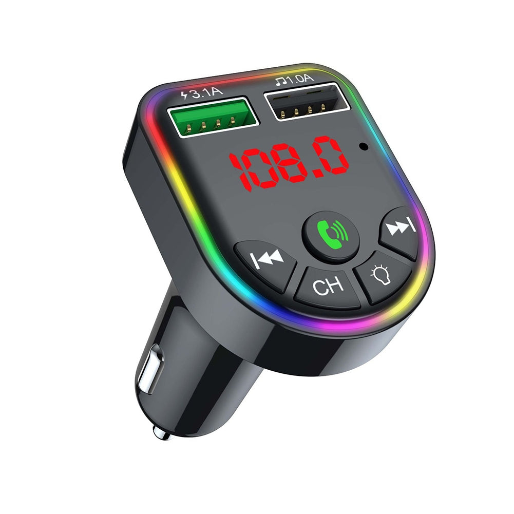 F5 Car Mp3  Player With Atmosphere Light Overload Protection Digital Led Display Automatic Memory Function Bluetooth-compatible V5.0 Receiver black - Premium Car Chargers from Rapidvehicles - Just $17.99! Shop now at Rapidvehicles