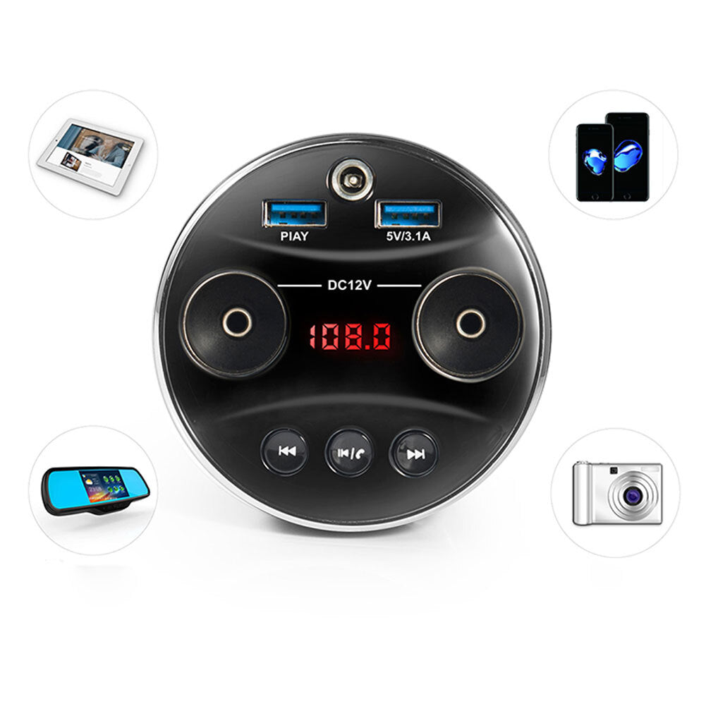 Multifunctional Charging Cup Car Charger Bluetooth-compatible Fm Transmitter Mp3 Cup With Dual Usb Ports Digital Display black - Premium Car Chargers from Rapidvehicles - Just $33.99! Shop now at Rapidvehicles