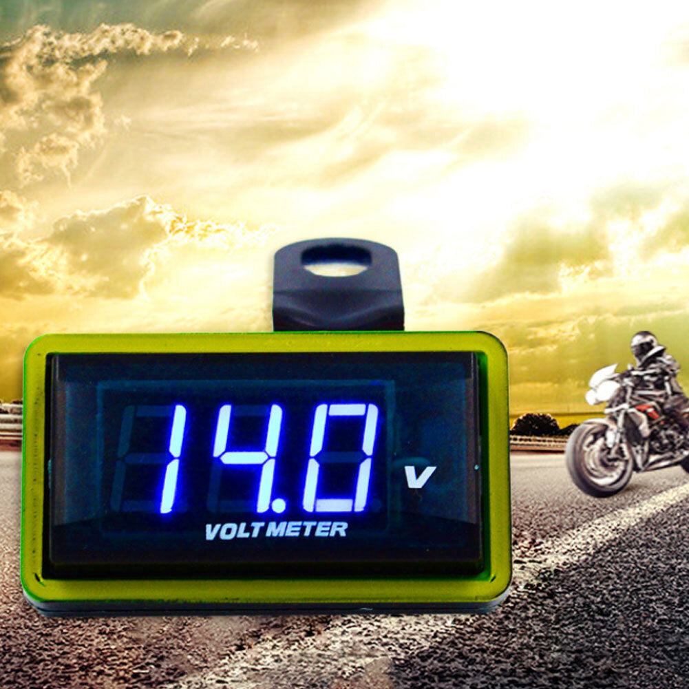 12v Universal Car Voltmeter Voltage  Gauge Panel Meter Car Digital Led Display With Bracket For Car Motorcycle Motor Bike Blue-light - Premium Motorcycle Accessories from Rapidvehicles - Just $15.99! Shop now at Rapidvehicles