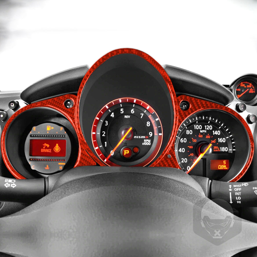 3pcs/set Carbon Fiber Speedometer  Dashboard  Panel  Decoration  Sticker Car Accessories Compatible For 370z Universal Left Right Driving Red - Premium Car Mounts & Holders from Rapidvehicles - Just $32.99! Shop now at Rapidvehicles