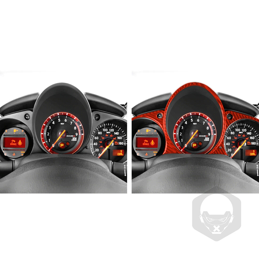 3pcs/set Carbon Fiber Speedometer  Dashboard  Panel  Decoration  Sticker Car Accessories Compatible For 370z Universal Left Right Driving Red - Premium Car Mounts & Holders from Rapidvehicles - Just $32.99! Shop now at Rapidvehicles