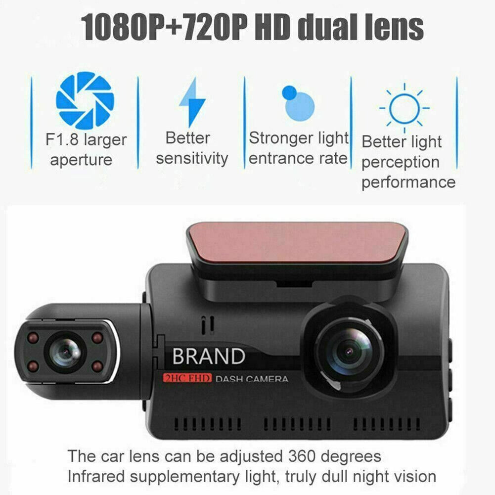 US Car Dual-lens Dvr Driving  Recorder Dash Cam Video Recorder Night Vision G Sensor 1080p Front Built-in Camera Car Electronics black - Premium Automotive from Rapidvehicles - Just $52.99! Shop now at Rapidvehicles