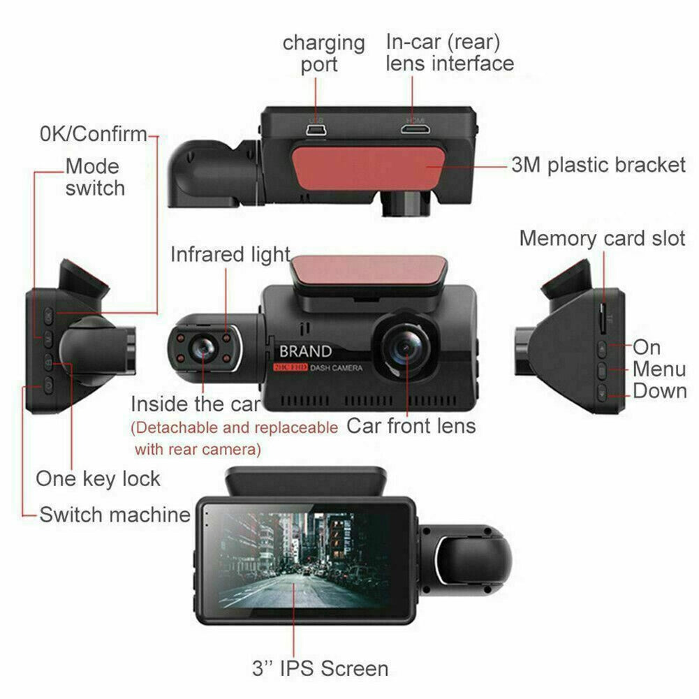 US Car Dual-lens Dvr Driving  Recorder Dash Cam Video Recorder Night Vision G Sensor 1080p Front Built-in Camera Car Electronics black - Premium Automotive from Rapidvehicles - Just $52.99! Shop now at Rapidvehicles