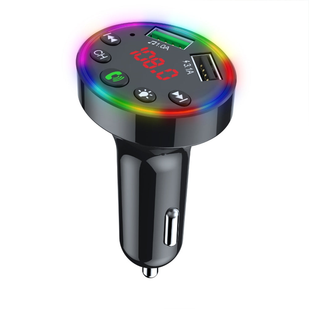 Multi-purpose LED Screen F9 Car  Bluetooth-compatible  5.0  Fm  Transmitter Mp3 Player U Disk Music Atmosphere Light Usb Fast Charger Black - Premium Car Chargers from Rapidvehicles - Just $17.99! Shop now at Rapidvehicles