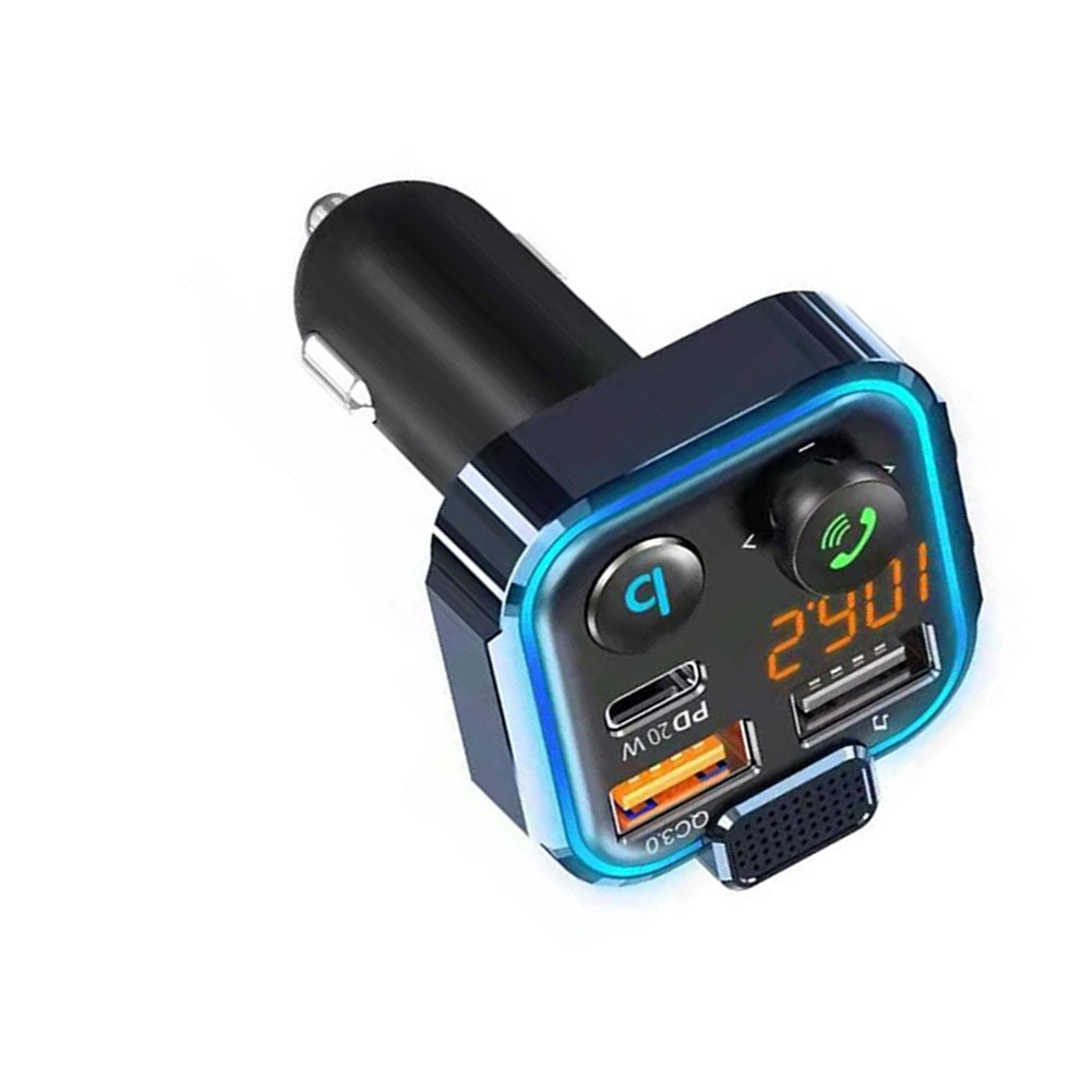 Car Bluetooth-compatible 5.0 Mp3 Player Fm Transmitter One Key Bass Large Microphone Usb Music Player Qc3.0 Dc12v-24v Quick Charger black - Premium Car Chargers from Rapidvehicles - Just $19.99! Shop now at Rapidvehicles