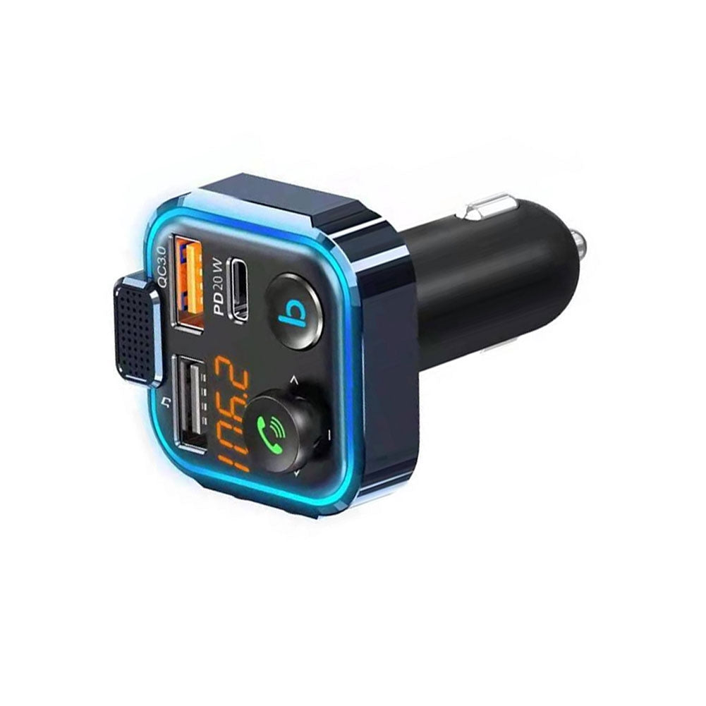 Car Bluetooth-compatible 5.0 Mp3 Player Fm Transmitter One Key Bass Large Microphone Usb Music Player Qc3.0 Dc12v-24v Quick Charger black - Premium Car Chargers from Rapidvehicles - Just $19.99! Shop now at Rapidvehicles