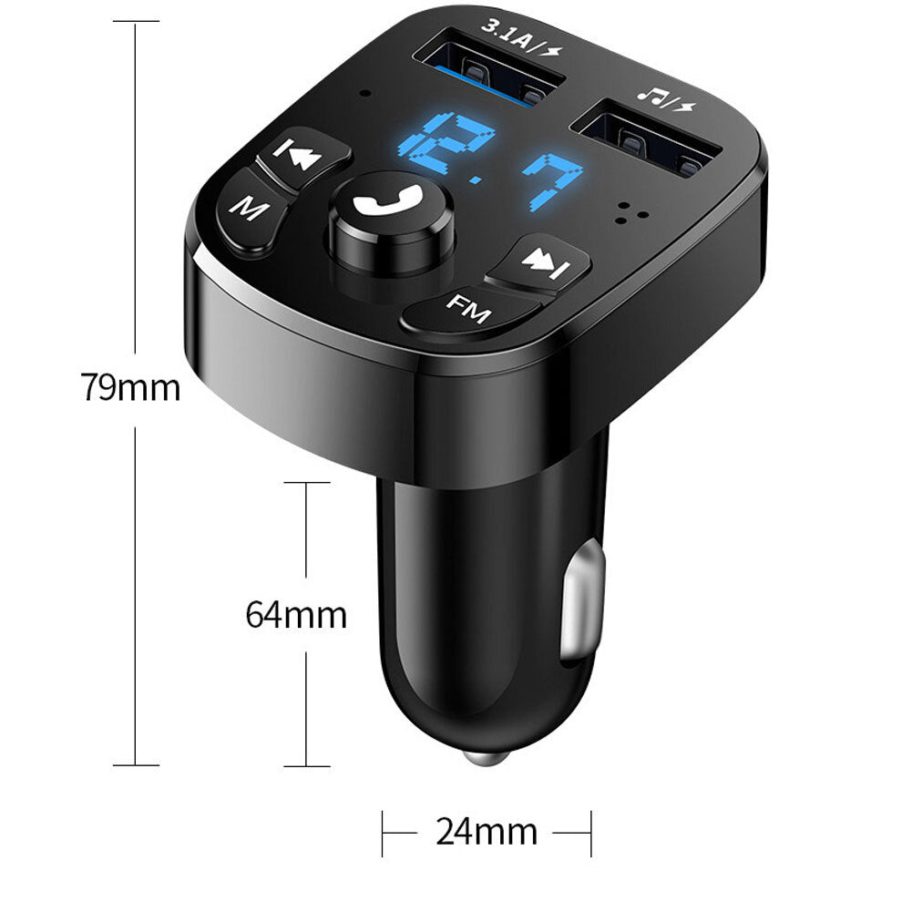 Car Multifunction Noise Reduction Car  Mp3  Player Fm Transmitter Wireless Bluetooth-compatible Receiver Dual Usb Car Fast Charger black - Premium Car Chargers from Rapidvehicles - Just $16.99! Shop now at Rapidvehicles