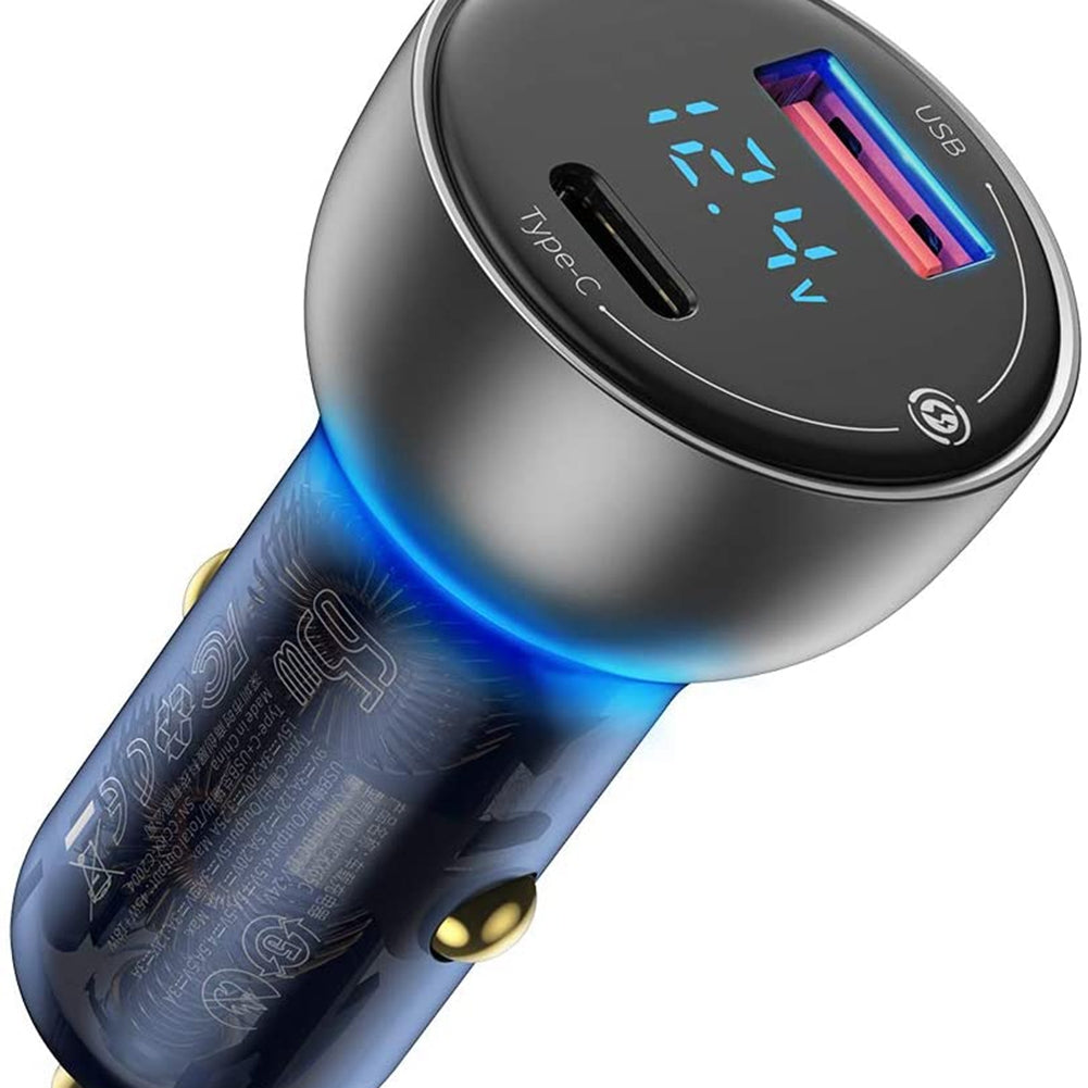 Digital Display Mini Car Charger Qc3.0 Metal Pd Fast Charging Head Car Charger 65w Wide Compatibility For Usb-c Usb-a Powered Devices dark grey with cable - Premium Car Chargers from Rapidvehicles - Just $34.99! Shop now at Rapidvehicles