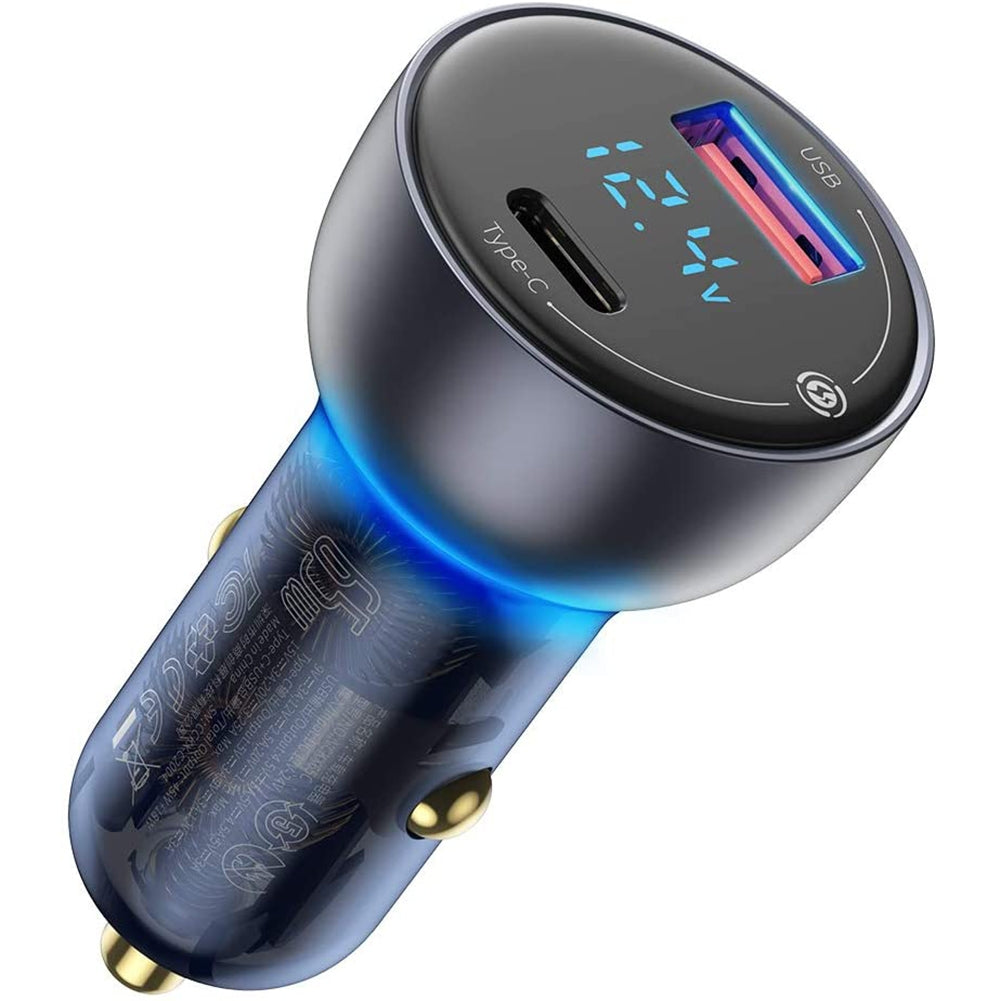 Digital Display Mini Car Charger Qc3.0 Metal Pd Fast Charging Head Car Charger 65w Wide Compatibility For Usb-c Usb-a Powered Devices dark grey with cable - Premium Car Chargers from Rapidvehicles - Just $34.99! Shop now at Rapidvehicles