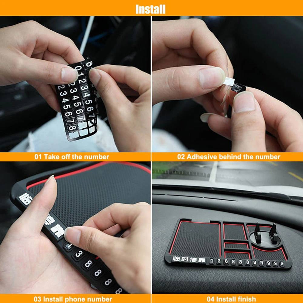 4 In 1 Multifunctional Car Phone Holder Anti-slip Pad Car Navigation Dashboard Wear-resistant Mat Car Supplies Universal Application Red - Premium Car Mounts & Holders from Rapidvehicles - Just $16.99! Shop now at Rapidvehicles