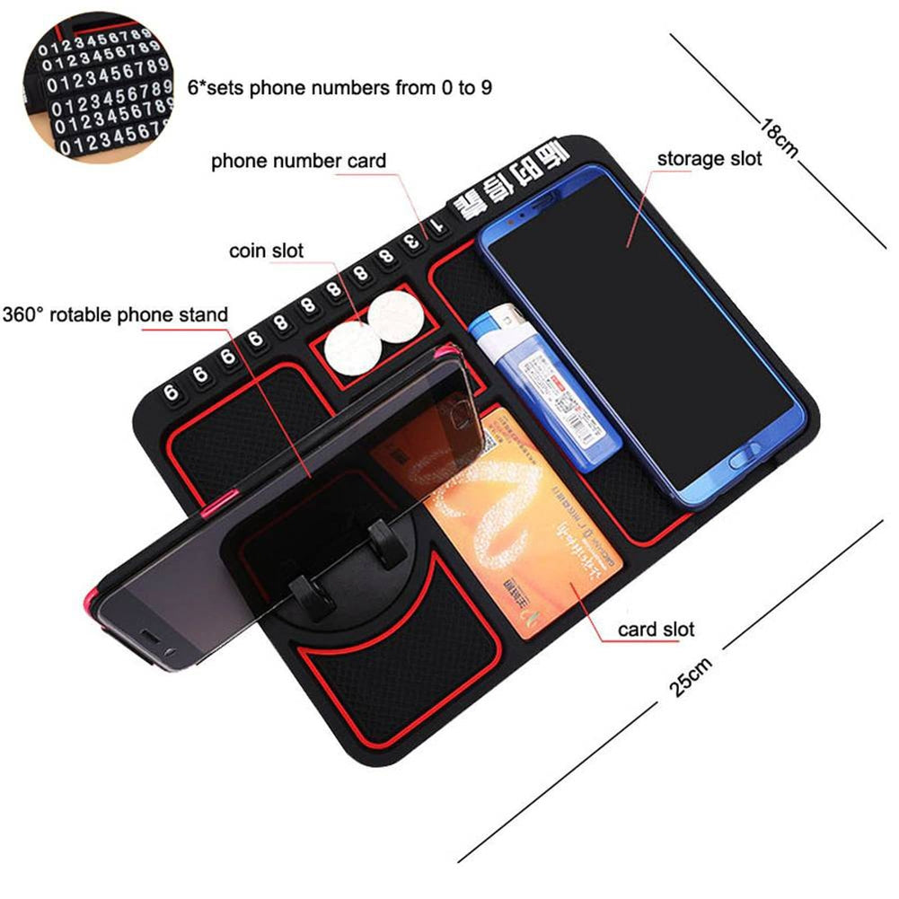 4 In 1 Multifunctional Car Phone Holder Anti-slip Pad Car Navigation Dashboard Wear-resistant Mat Car Supplies Universal Application Red - Premium Car Mounts & Holders from Rapidvehicles - Just $16.99! Shop now at Rapidvehicles