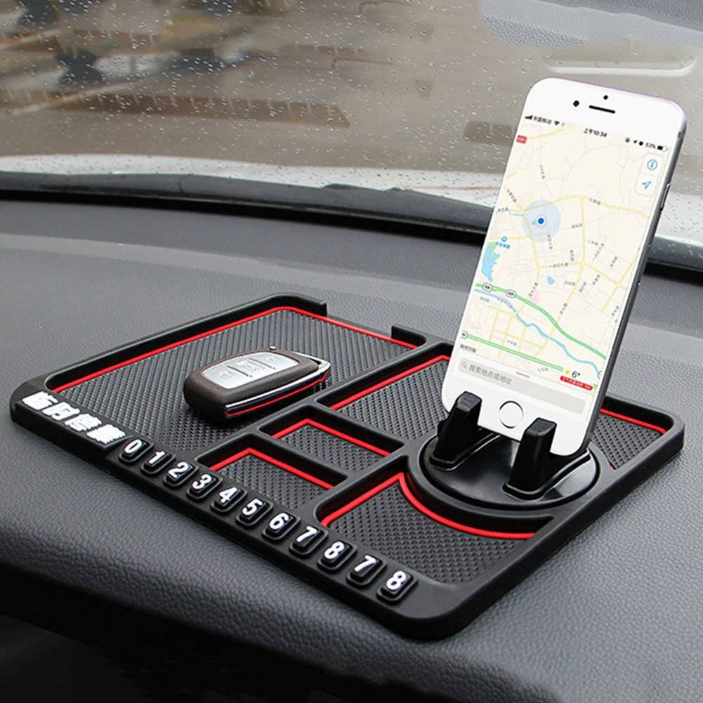 4 In 1 Multifunctional Car Phone Holder Anti-slip Pad Car Navigation Dashboard Wear-resistant Mat Car Supplies Universal Application Red - Premium Car Mounts & Holders from Rapidvehicles - Just $16.99! Shop now at Rapidvehicles