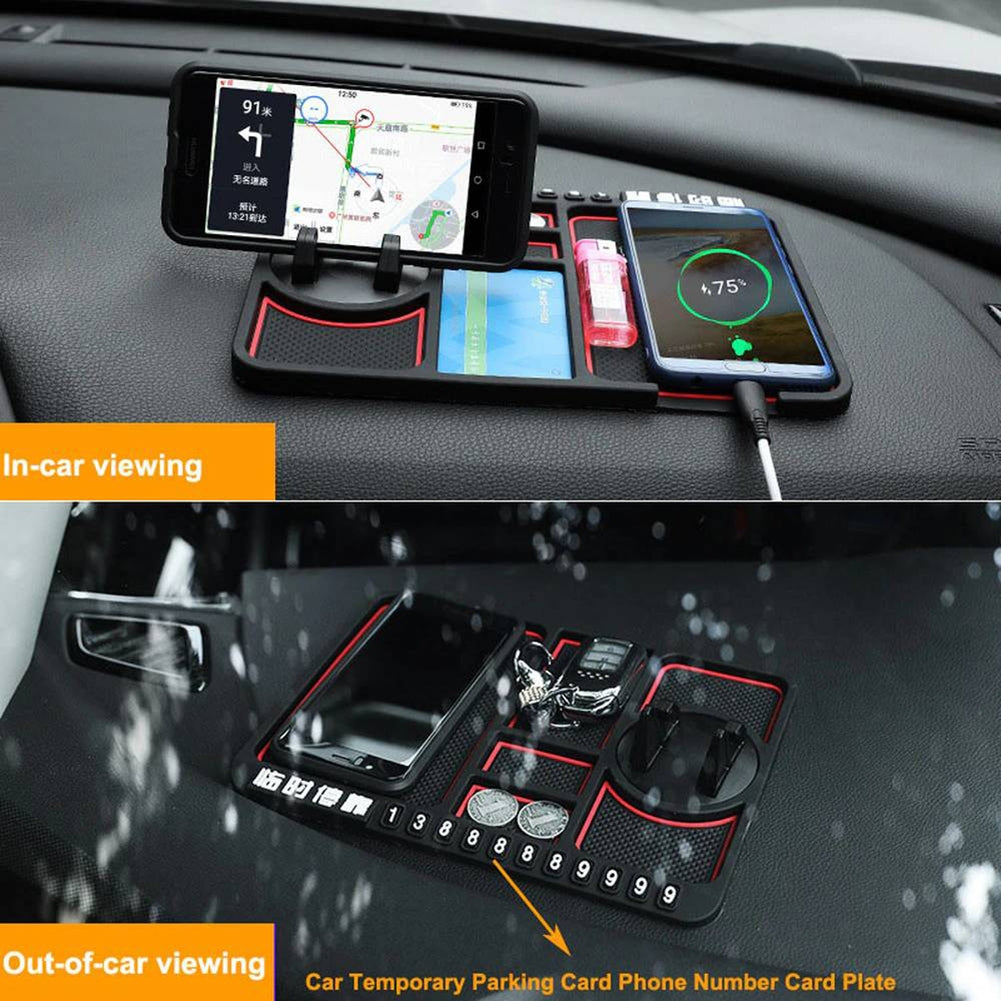 4 In 1 Multifunctional Car Phone Holder Anti-slip Pad Car Navigation Dashboard Wear-resistant Mat Car Supplies Universal Application Red - Premium Car Mounts & Holders from Rapidvehicles - Just $16.99! Shop now at Rapidvehicles