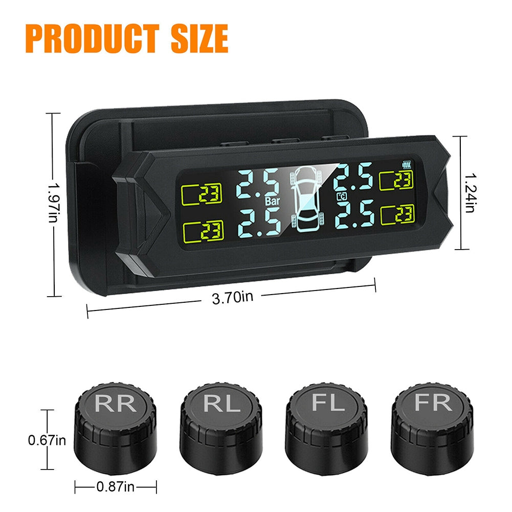 Car Tpms Solar Wireless Tire  Pressure  Monitoring  System Real-time Detection Solar Charging Easy Installation Tire Pressure Monitor black - Premium OBD & Diagnostic Tools from Rapidvehicles - Just $40.99! Shop now at Rapidvehicles