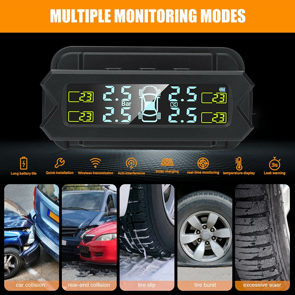 Car Tpms Solar Wireless Tire  Pressure  Monitoring  System Real-time Detection Solar Charging Easy Installation Tire Pressure Monitor black - Premium OBD & Diagnostic Tools from Rapidvehicles - Just $40.99! Shop now at Rapidvehicles