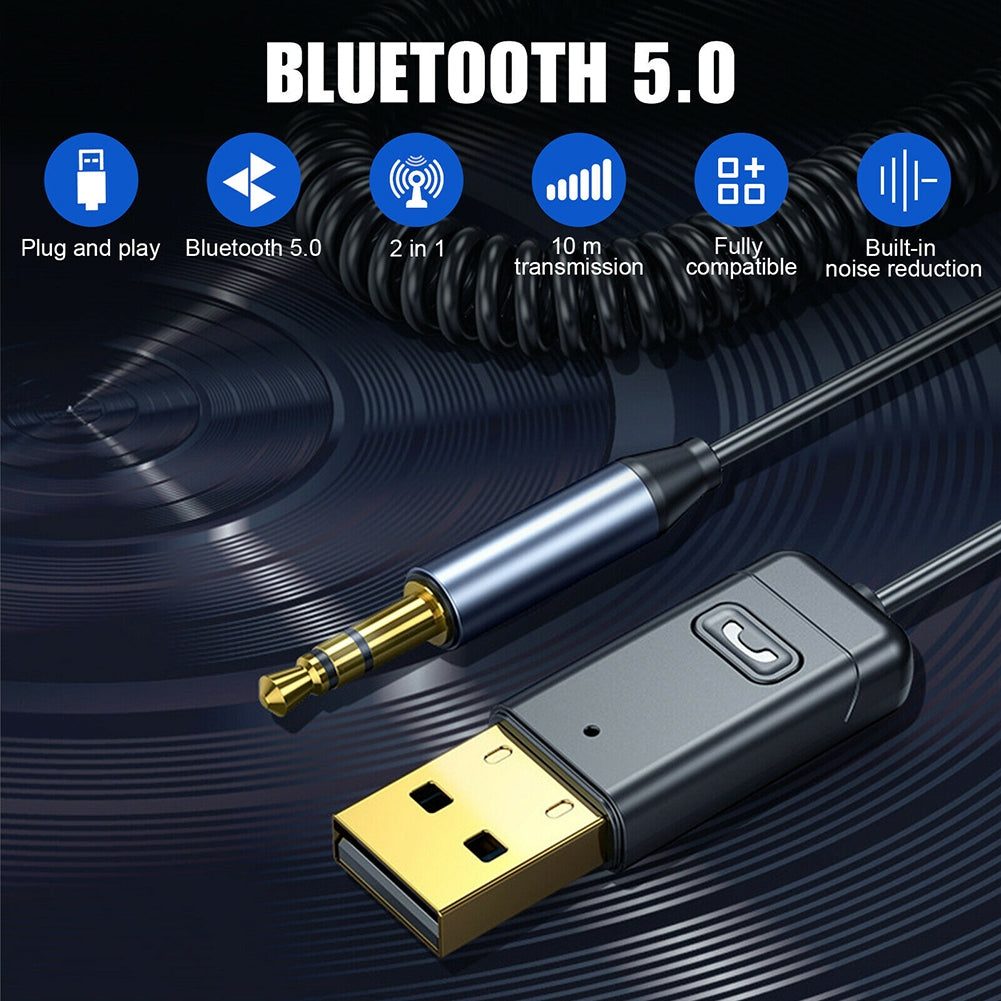 US C11 Car Bluetooth-compatible 5.0 Transmitter Receiver Car Audio Aux Hands-free Call Two-in-one Audio Adapter For Pc Tv Car black - Premium Automotive from Rapidvehicles - Just $32.99! Shop now at Rapidvehicles