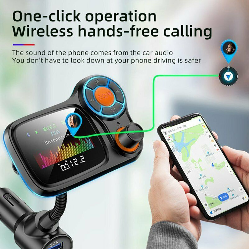 Car Mp3  Player Wireless Bluetooth-compatible T831 Lossless Sound Quality Qc3.0 Fast Charging With Atmosphere Light Fm Transmitter black - Premium Car Chargers from Rapidvehicles - Just $32.99! Shop now at Rapidvehicles