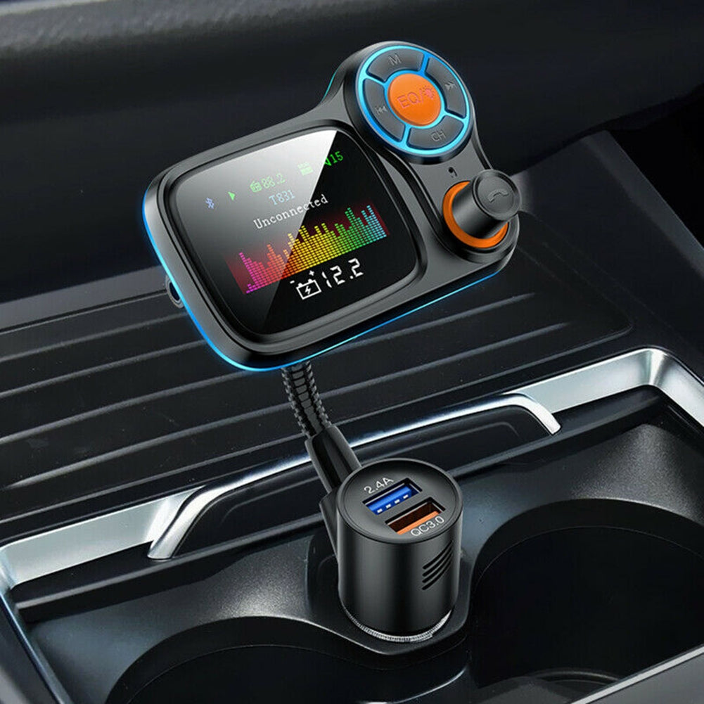 Car Mp3  Player Wireless Bluetooth-compatible T831 Lossless Sound Quality Qc3.0 Fast Charging With Atmosphere Light Fm Transmitter black - Premium Car Chargers from Rapidvehicles - Just $32.99! Shop now at Rapidvehicles