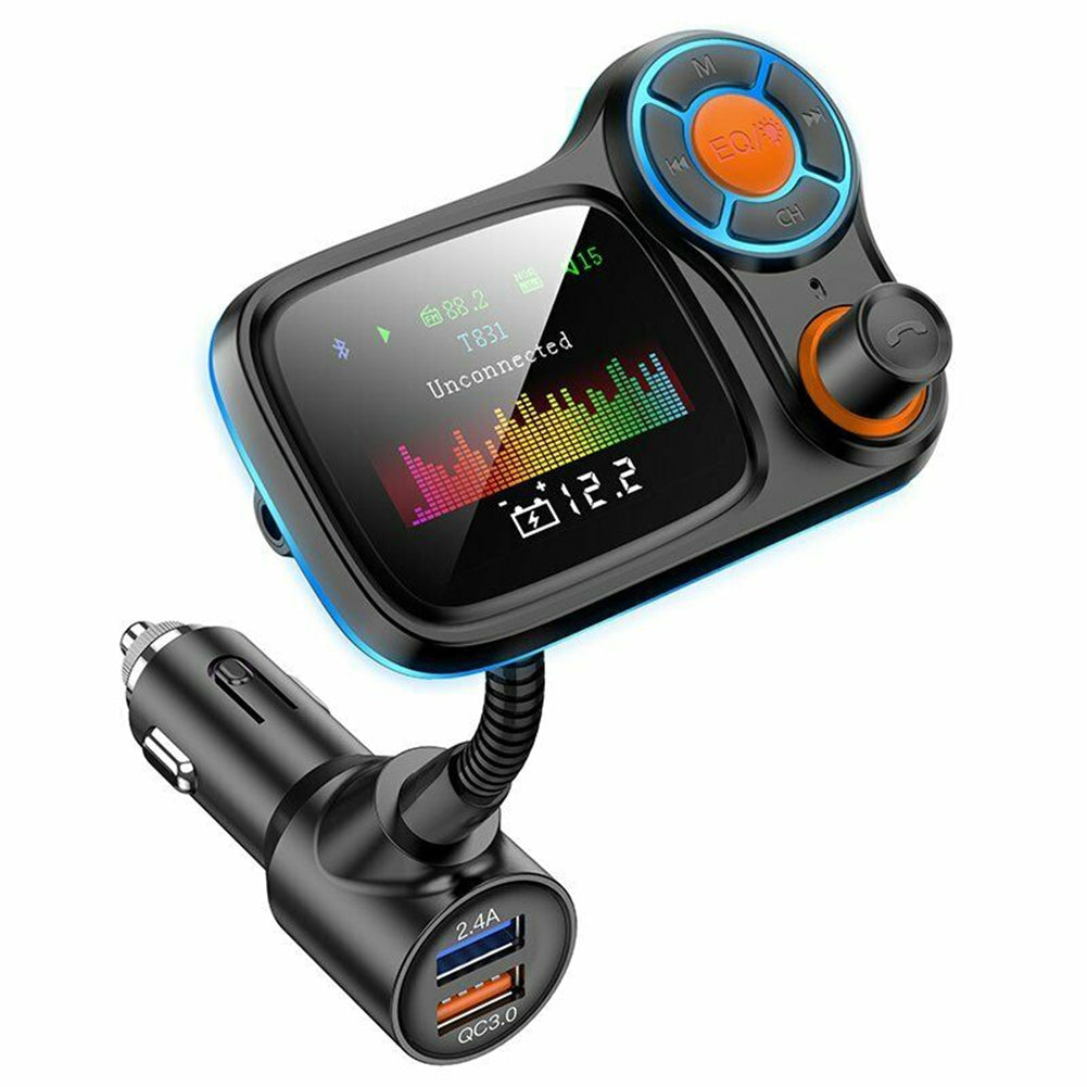 Car Mp3  Player Wireless Bluetooth-compatible T831 Lossless Sound Quality Qc3.0 Fast Charging With Atmosphere Light Fm Transmitter black - Premium Car Chargers from Rapidvehicles - Just $32.99! Shop now at Rapidvehicles