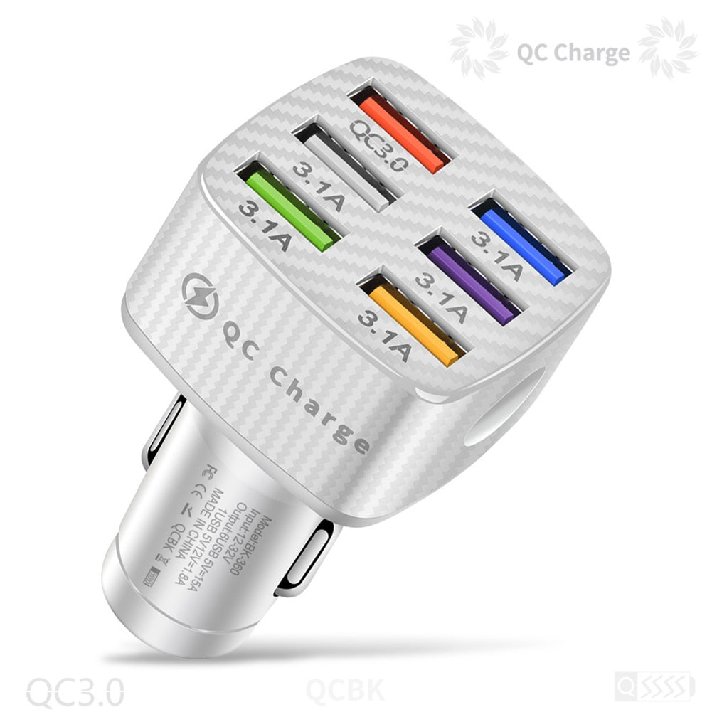 15a Portable Luminous Car  Charger Built-in Overcurrent Protection Fast Charging 6usb Qc3.0 5v9v12v Car Interior Accessories Car Goods White - Premium Car Chargers from Rapidvehicles - Just $14.99! Shop now at Rapidvehicles