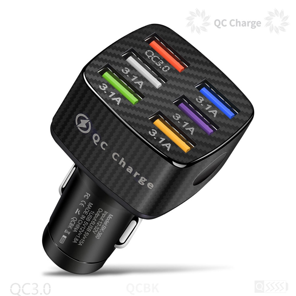 15a Portable Luminous Car  Charger Built-in Overcurrent Protection Fast Charging 6usb Qc3.0 5v9v12v Car Interior Accessories Car Goods White - Premium Car Chargers from Rapidvehicles - Just $14.99! Shop now at Rapidvehicles