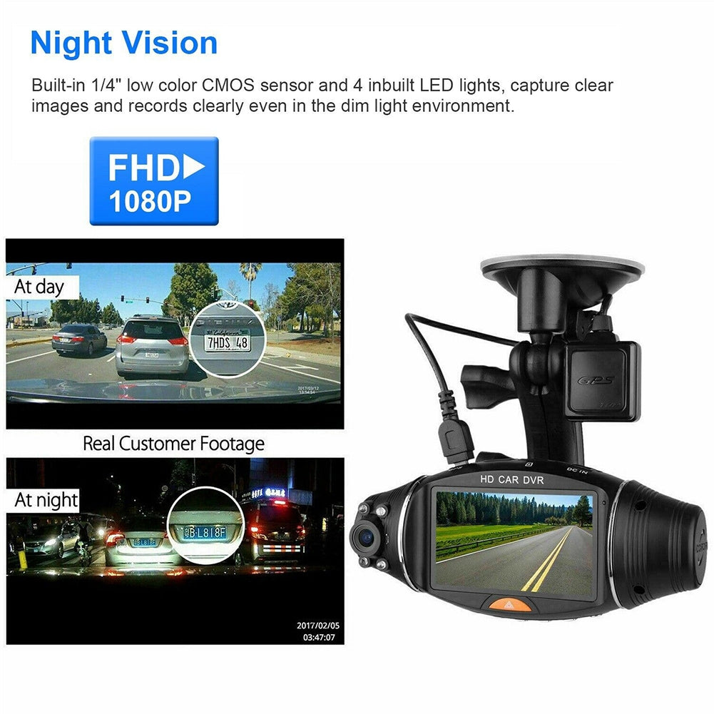 Dual Lens Dash Cam With Mounting Bracket Car Dvr Camera Recorder G-sensor Front + Rear Video 1080p Driving Recorder - Premium Car DVR from Rapidvehicles - Just $81.30! Shop now at Rapidvehicles