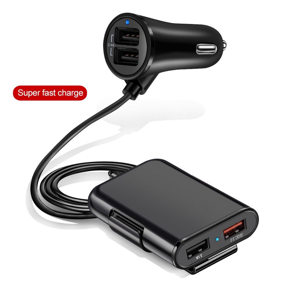 Car  Charger 8a Qc3.0 Front Rear Seat Car Charger 1 To 4 Multi-port 4usb Car Charg Ing Adapter With Cable Universal For Dc 12v White - Premium Car Chargers from Rapidvehicles - Just $19.99! Shop now at Rapidvehicles