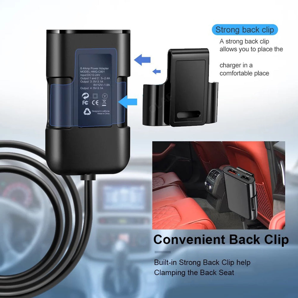 Car  Charger 8a Qc3.0 Front Rear Seat Car Charger 1 To 4 Multi-port 4usb Car Charg Ing Adapter With Cable Universal For Dc 12v White - Premium Car Chargers from Rapidvehicles - Just $19.99! Shop now at Rapidvehicles