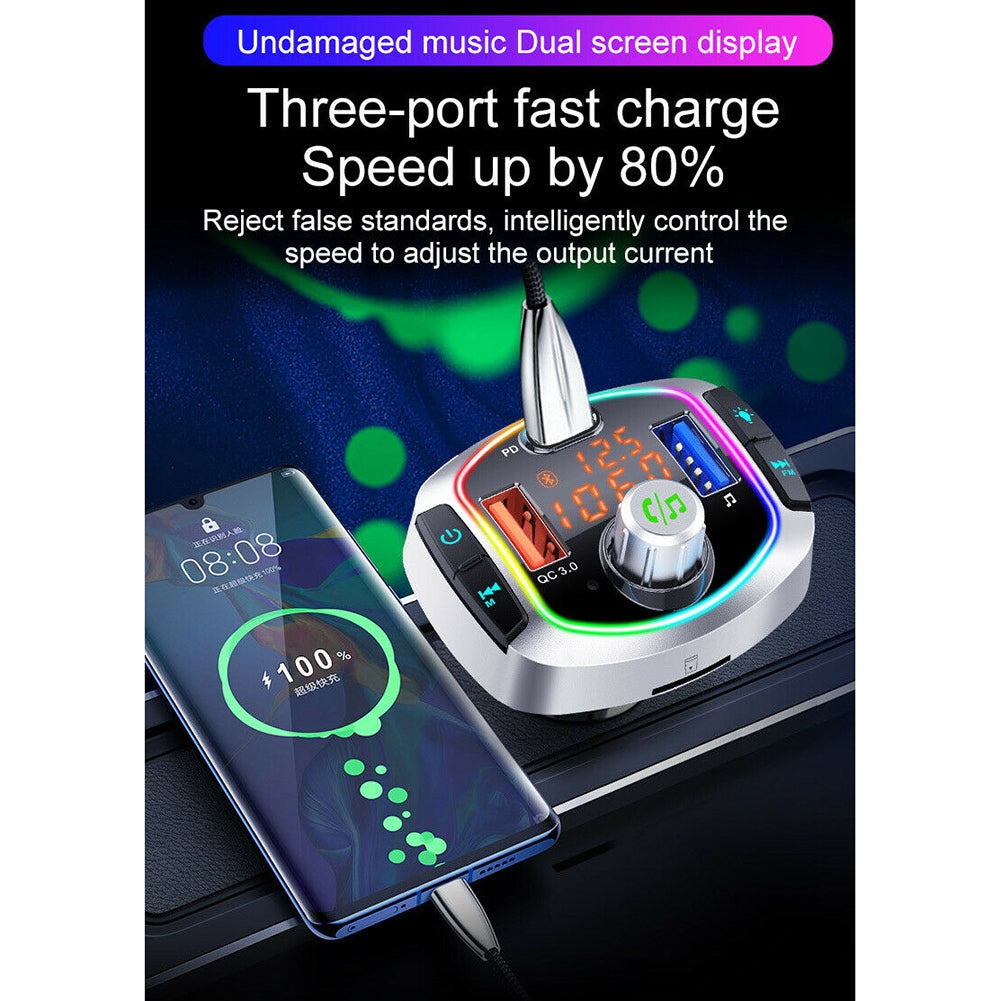 Bc63 Car Bluetooth-compatible V5.0 Mp3 Player 12v~24v Car Charger Pd Fast Charging Multifunction Fm Transmitter Charger Adapter silver - Premium Car Chargers from Rapidvehicles - Just $35.99! Shop now at Rapidvehicles