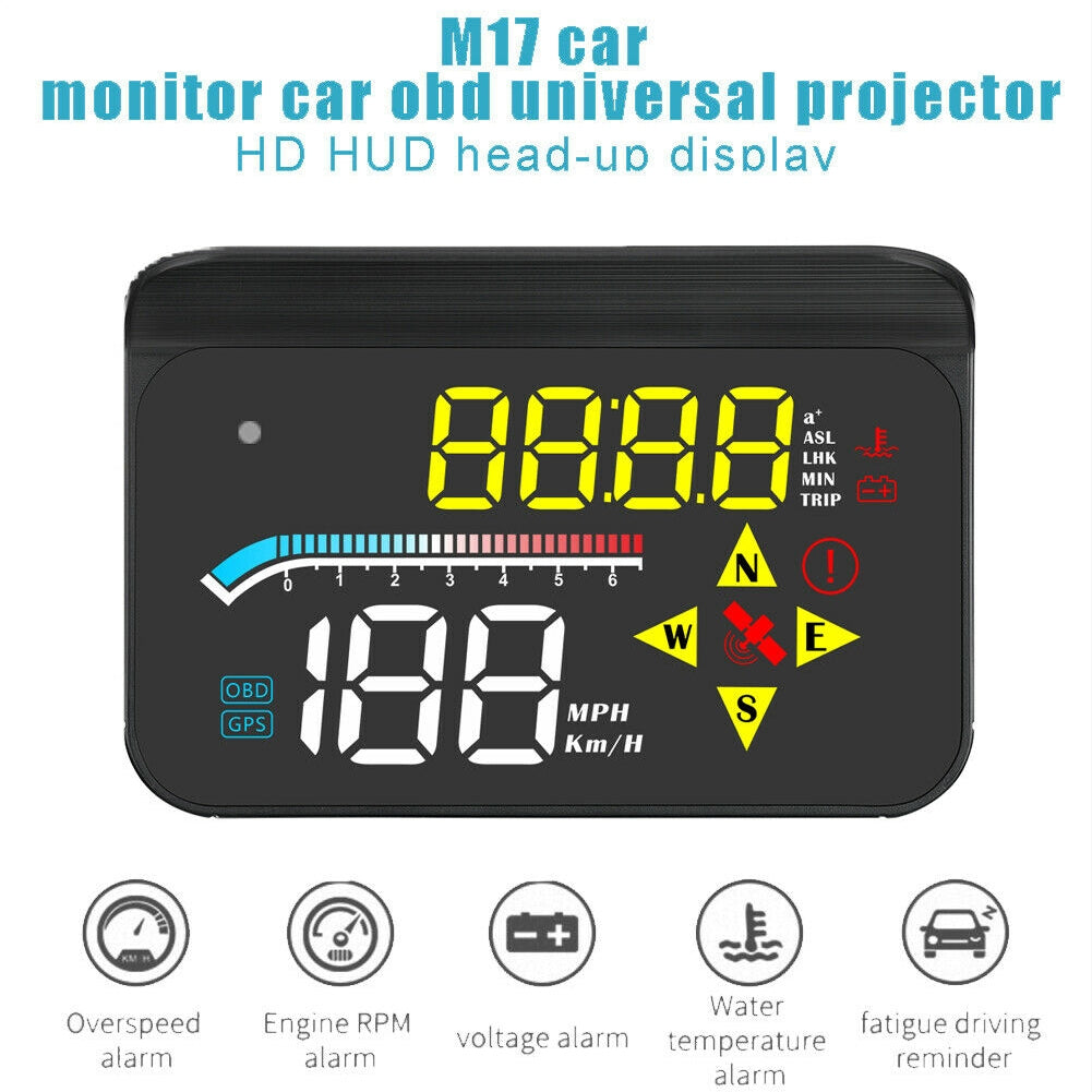 US M17 Intelligent  Car  Display OBD Universal Windshield Speed Projector Hd HUD Head-up Display Accessories black - Premium Automotive from Rapidvehicles - Just $60.99! Shop now at Rapidvehicles