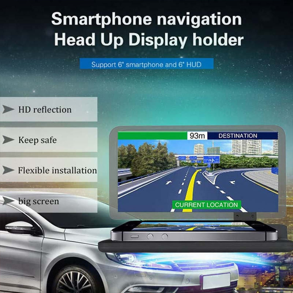 H6 6-inch Screen Car  Hud  Head-up  Display Projector Universal Phone Navigation Gps Mount black - Premium Car Mounts & Holders from Rapidvehicles - Just $34.99! Shop now at Rapidvehicles