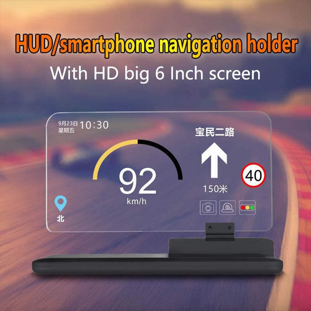 H6 6-inch Screen Car  Hud  Head-up  Display Projector Universal Phone Navigation Gps Mount black - Premium Car Mounts & Holders from Rapidvehicles - Just $34.99! Shop now at Rapidvehicles