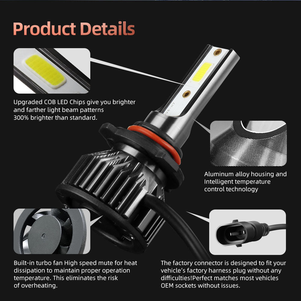 1 Pair Aluminum Alloy Car  Led  Headlight F2 White Light 12000/min Ip68 Waterproof Heatproof Motorcycle Light 9006/HB4 - Premium Car LED Lights from Rapidvehicles - Just $24.07! Shop now at Rapidvehicles