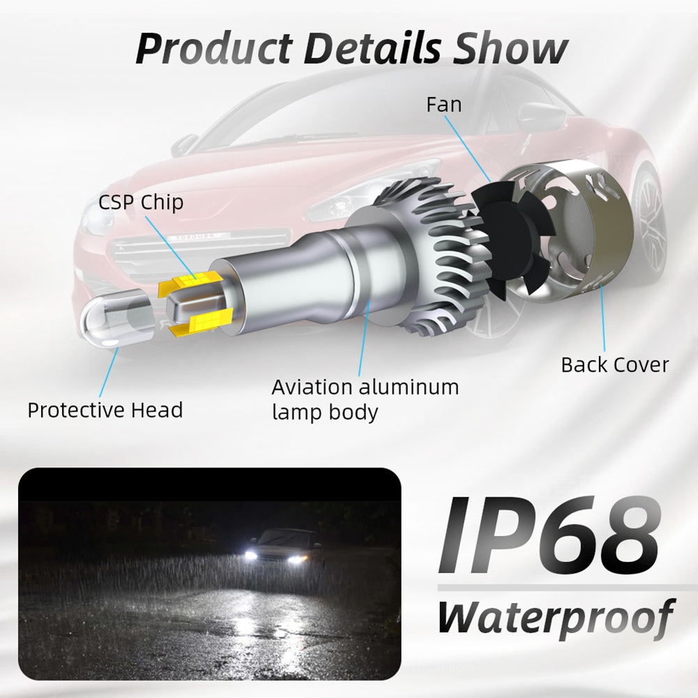 1 Pair Aluminum Car Headlights 1904 12000/min 6000k Ip68 Waterproof Heatproof Led Lamp H8/H9/H11 - Premium Car LED Lights from Rapidvehicles - Just $33.53! Shop now at Rapidvehicles