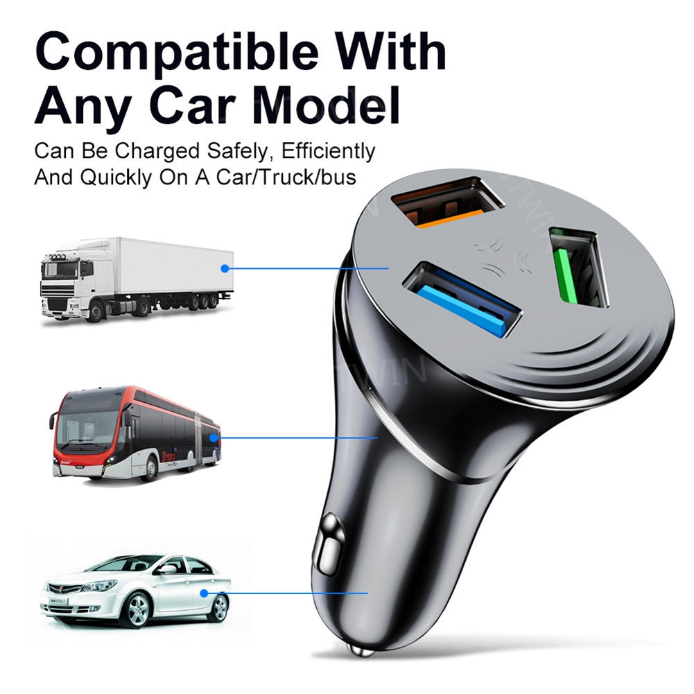 3-in-1 Car Charger 3.0 3-usb Multi-function Fast Charging Adapter With Indicator Light black - Premium Car Chargers from Rapidvehicles - Just $14.99! Shop now at Rapidvehicles